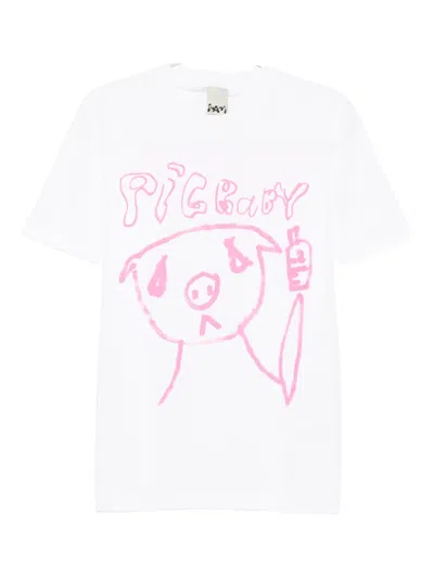Perks And Mini Kids' Pig-print T-shirt In White