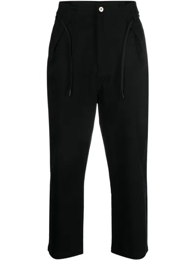 Perks And Mini Reno Cino Cropped Cotton Trousers In Black