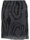 Perks And Mini Ripple-print Gathered Midi Skirt In Grey