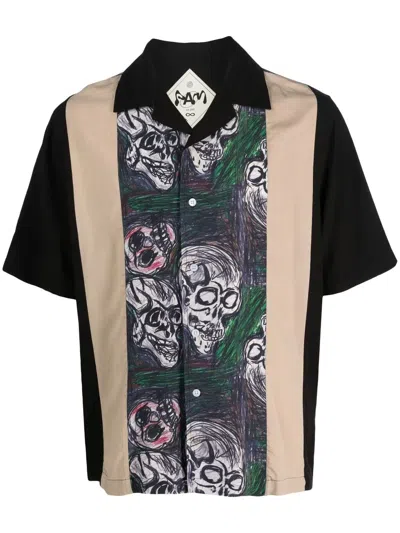 Perks And Mini Skull-print Bowling Shirt In Black