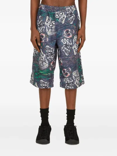 PERKS AND MINI SKULL-PRINT DRAWSTRING SHORTS