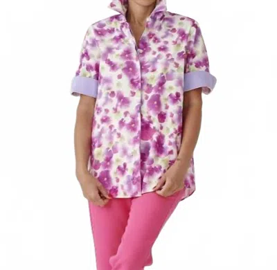 Perlavera Cos Floral Shirt In Violet Flower In Multi
