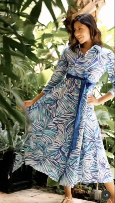 Perlavera Leila Midi Dress In Sentry Cerulean In Blue