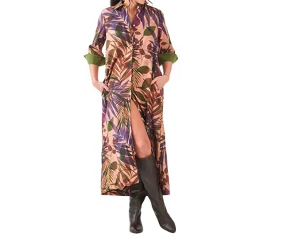 Perlavera Nico Maxi Missy Fit Dress In Palm Sepia In Brown