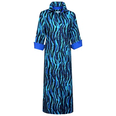 Perlavera Women's Black / Blue Nico Tide Blue Maxi Missy Fit Dress In Black/blue