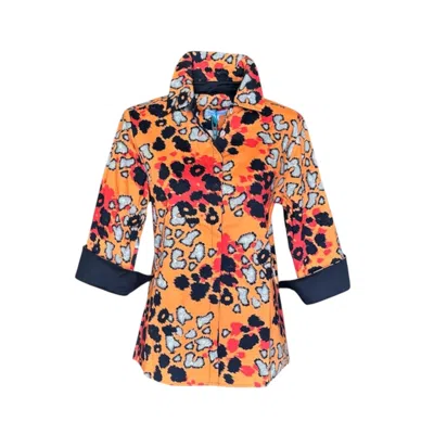 Perlavera Women's Black / Orange Nova Exotic Orange Three Quarter Sleeve Length Slim Fit Shirt In Multi