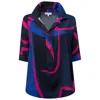 Perlavera Women's Blue / Black / Pink Monar Navy Calypso Three Quarter Sleeve Shirt
