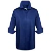 Perlavera Women's Blue Cely Navy Solid Cotton Satin Three Quarter Sleeve Length Missy Fit Shirt In Blue