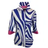 Perlavera Women's Blue / Pink / Purple Cindy Giant Zebra Cobalt Printed Three Quarter Sleeve Regular Slim Shir In Blue