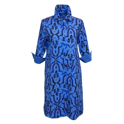 Perlavera Women's Blue Clara Tile Cobalt Knee-lenght Missy Fit  Dress