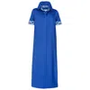 Perlavera Women's Blue Conty Azure Satin With Printed Combo Short Sleeve Length Missy Fit Maxi Dress