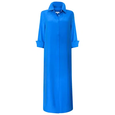 Perlavera Women's Blue Farah Anchor Three Quarter Sleeve Length Missy Maxi Dress