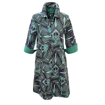 Perlavera Women's Blue / Green / Purple Clara Electric Blue Knee-length Missy Fit A Line Dress In Multi