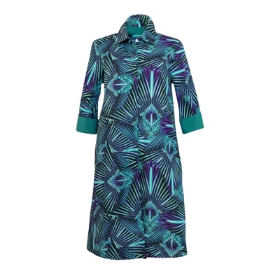 Perlavera Women's Blue / Pink / Purple Neil Electric Blue Midi Dress In Blue/pink/purple