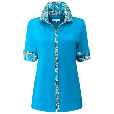 Perlavera Women's Blue Tinaly Turquoise Short Sleeve Length Shirt