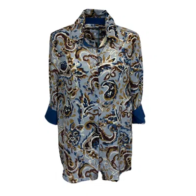 Perlavera Women's Blue / Yellow / Orange Milo Iris Beach Silk Blouse In Blue/yellow/orange