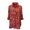 Perlavera Women's Blue / Yellow / Orange Milo Splotch Lava Silk Blouse In Blue/yellow/orange