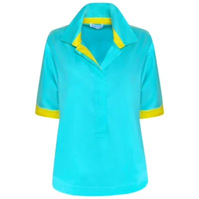 Perlavera Women's Blue Zyla -relaxed Shirt-aqua