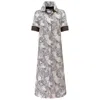 Perlavera Women's Brown / White Capri Brown Cotton Satin  Missy Fit Maxi Dress