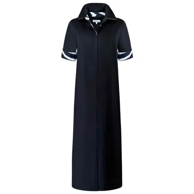 Perlavera Women's Conty Black Satin With Printed Combo Short Sleeve Length Missy Fit Maxi Dress