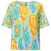 Perlavera Women's Didi Peach Carnaval Printed Cotton With Back Placket Short Sleeve Length Shirt In Multi
