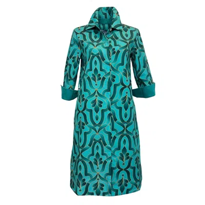 Perlavera Women's Green Clara Tile Aqua Knee-lenght Missy Fit Dress