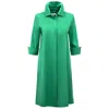 Perlavera Women's Green Maya Kelly Three Quarter Sleeve Missy Fit Midi Dress In Green
