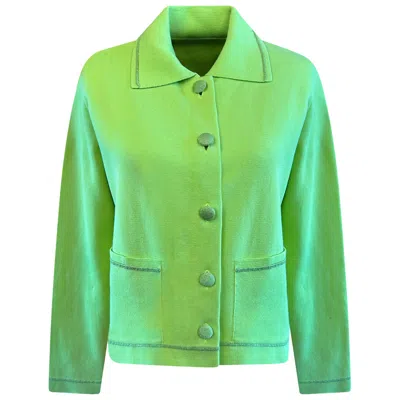 Perlavera Women's Green Pamela Apple Button Down Cardigan