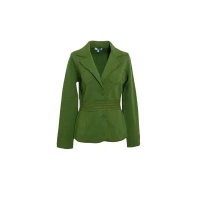 Perlavera Women's Green Piano Olive Hip Blazer