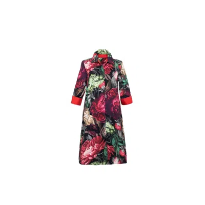 Perlavera Women's Green / Red Neil Fusion Sangria Midi Dress In Green/red