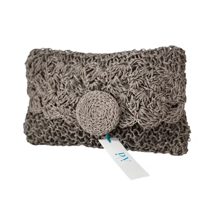Perlavera Women's Grey Dorina Gray Crochet Clutch Handcrafted