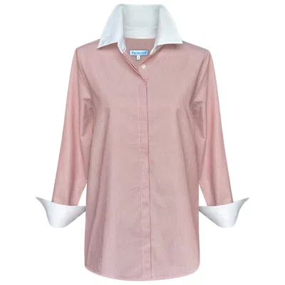 Perlavera Women's White / Red Joni Red Stripe-white Cotton Sleeve Length Shirt In Red/white