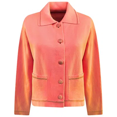 Perlavera Women's Pamela Orange Button Down Cardigan