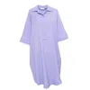 Perlavera Women's Pink / Purple Dina Lilac Hidden Placket Three Quarter Sleeve Dress In Pink/purple