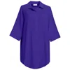 Perlavera Women's Pink / Purple Pinoly Purple Hidden Placket Three Quarter Sleeve Tunic In Pink/purple