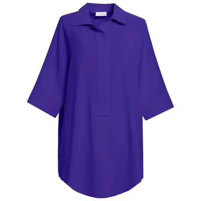 Perlavera Women's Pink / Purple Pinoly Purple Hidden Placket Three Quarter Sleeve Tunic