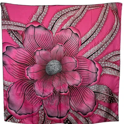 Perlavera Women's Pink / Purple Rihanna Giant Pink Flower Silk Scarf