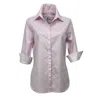 Perlavera Women's Pink / Purple Sam Blush Solid Hidden Placket Three Quarter Sleeve Slim Fit Cotton Oxford Shi In Pink/purple