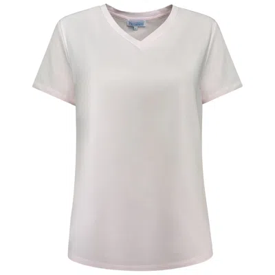 Perlavera Women's Pink / Purple Titi Soft Pink Solid Cotton Spandex Short Sleeve Length  V-neck T-shirt In Pink/purple