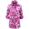 Perlavera Women's Pink / Purple / White Cos Tulip Magenta Printed Three Quarter Sleeve Shirt