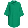 Perlavera Women's Pinoly Green Hidden Placket Three Quarter Sleeve Tunic In Green