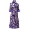 Perlavera Women's Purple / Neutrals Cassie Aura Purple Printed Slim Three Quarter Maxi Dress In Purple