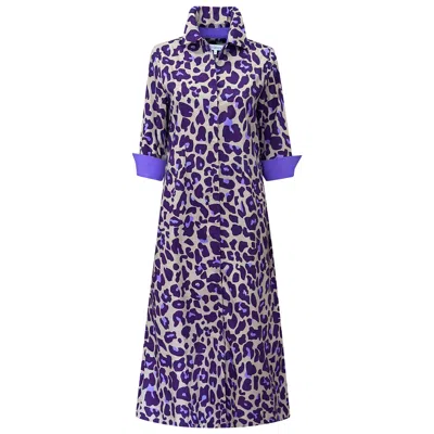 Perlavera Women's Purple / Neutrals Cassie Aura Purple Printed Slim Three Quarter Maxi Dress