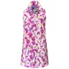 Perlavera Women's Purple / White Carmina Violet Flowers Printed Cotton Sleeveless Slim Fit Mini Dress In Pink