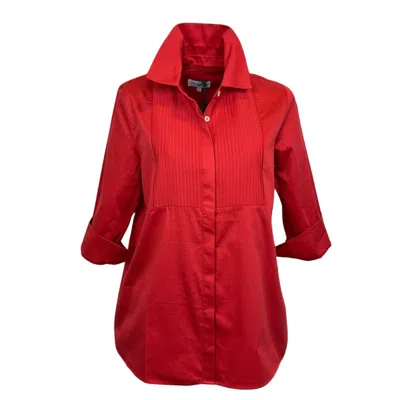 Perlavera Women's Red Conny  Bloody Orange Missy Fit Shirt With Pintuck Detail