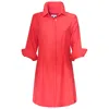 Perlavera Women's Red Fancy Coral Three Quarter Sleeve Length Slim Fit Mini Dress