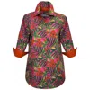 Perlavera Women's Red / Green Cos Felicia Printed Three Quarter Sleeve Shirt In Red/green