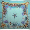 Perlavera Women's Romy Ocean Printed Cotton Silk Small Scarf