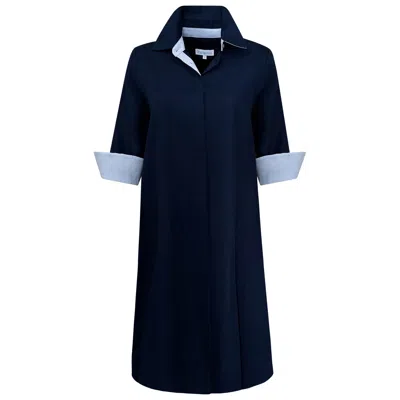 Perlavera Women's Sila Navy-blue Cotton Missy Fit Dress