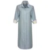 Perlavera Women's Sim Blue White Cotton Missy Fit Dress In Blue